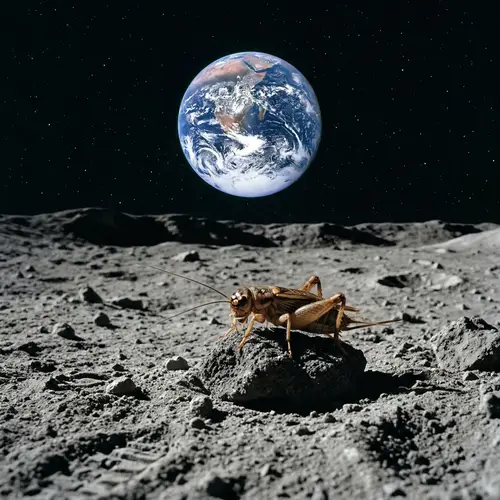 Realistic Cricket on the Moon with Earth Background