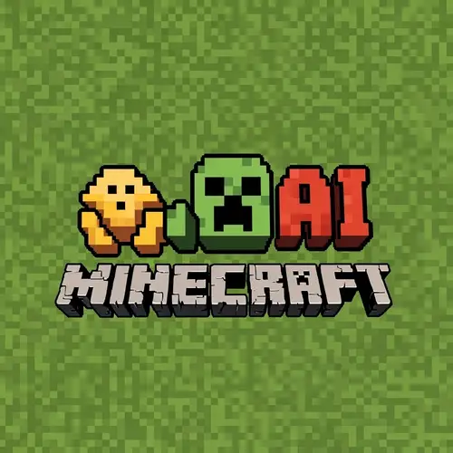 Minecraft AI Pixel Grass Logo 2D Design