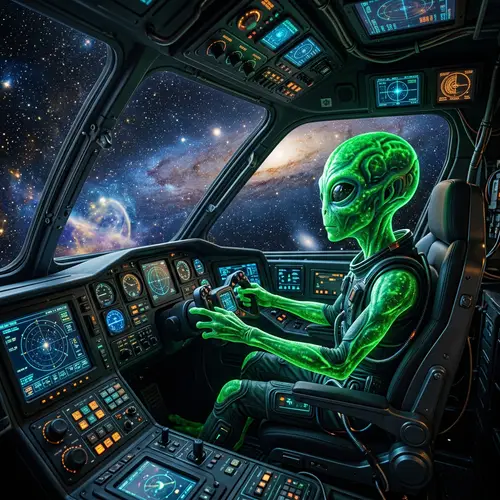 Extraterrestrial Being in Aircraft | Enigmatic Green Alien