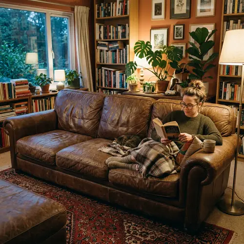 Luxurious Leather Sofa in Modern Living Space