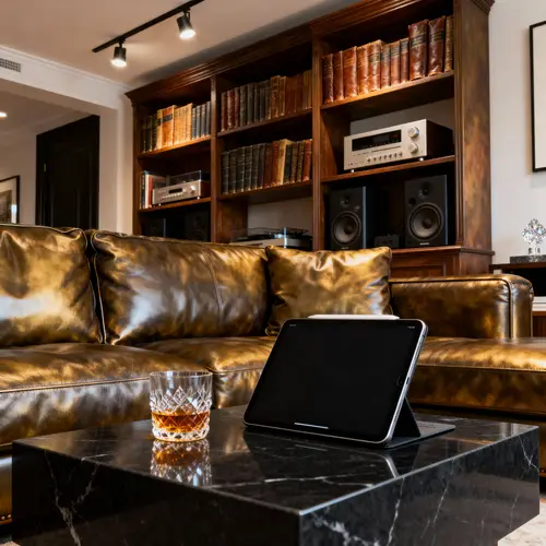 Luxurious Leather Sofa in Modern Living Space