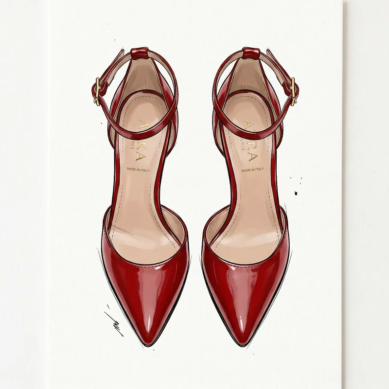 Elegant Red High Heels - Fashion Illustration