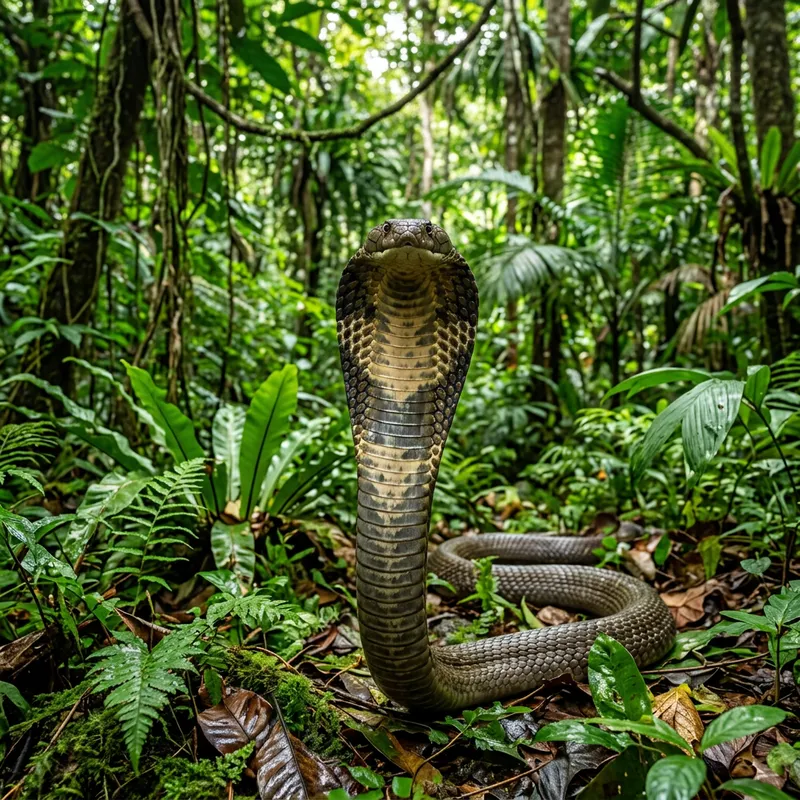 AI Image of Asian King Cobra in Jungle Setting AI Image of Asian King Cobra in Jungle Setting