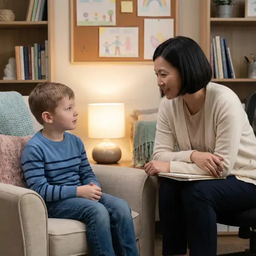 Cozy Office Studio Portrait: Child Psychologist Session