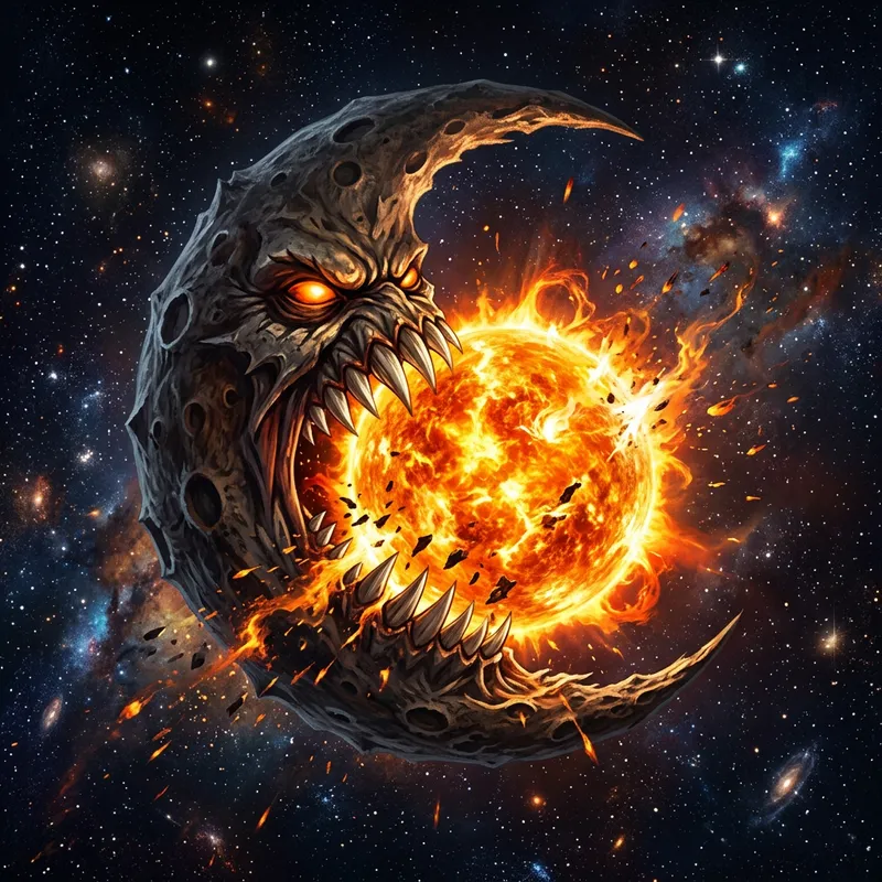 Moon with Sharp Teeth Devouring the Sun