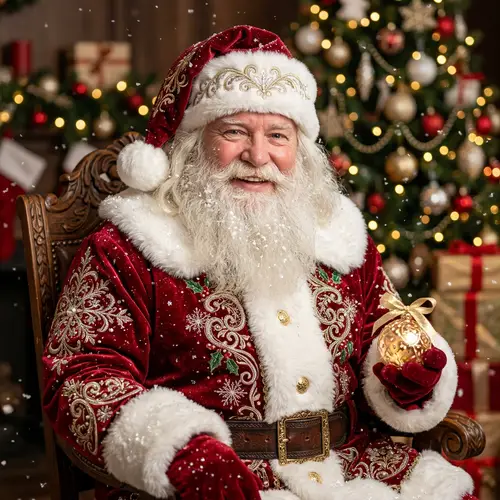 Photorealistic Santa Claus Portrait with Snowflakes