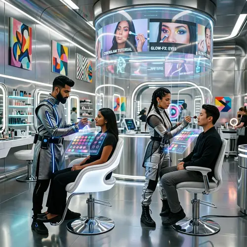 Futuristic Makeup Studio with Diverse Artists - Beauty Revolution