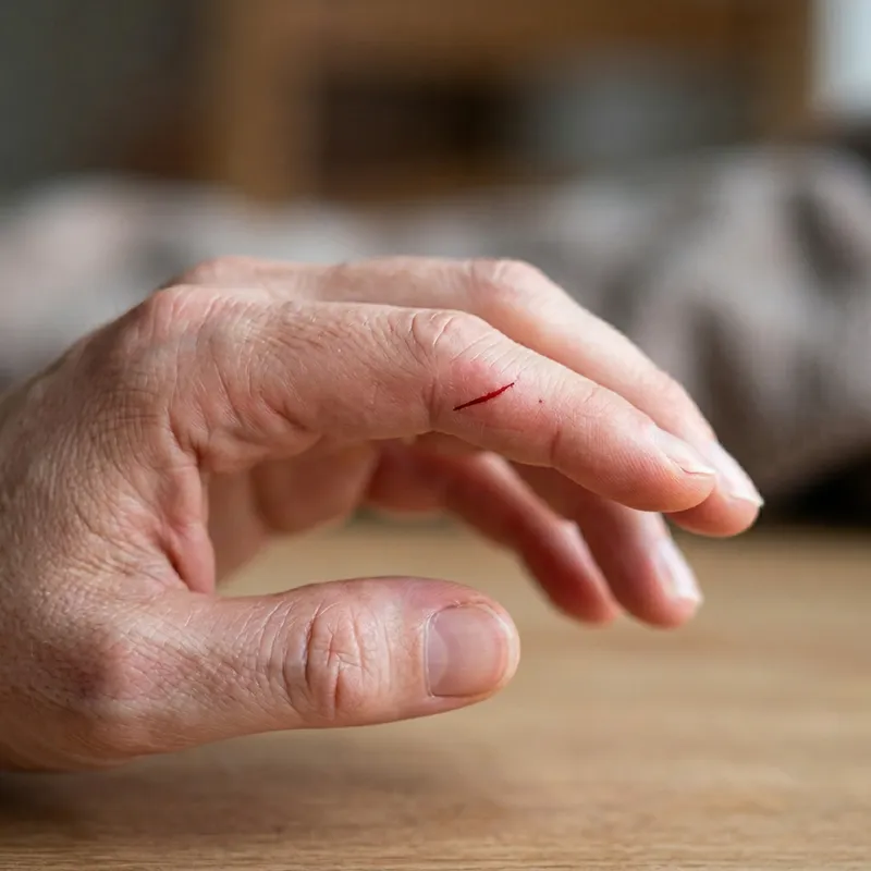 Minor Cut on Finger - Close-Up Hand Image