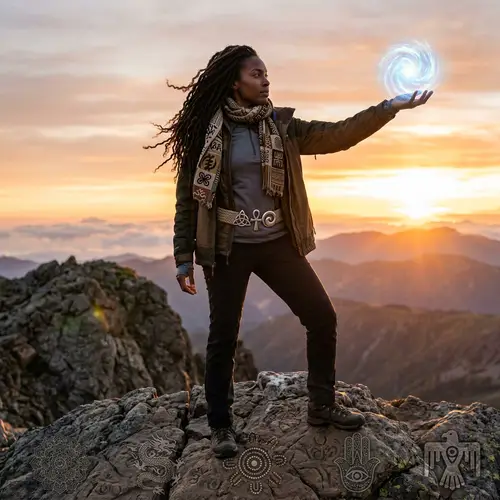 Empowering Black Female on Mountain Peak | Strength and Unity