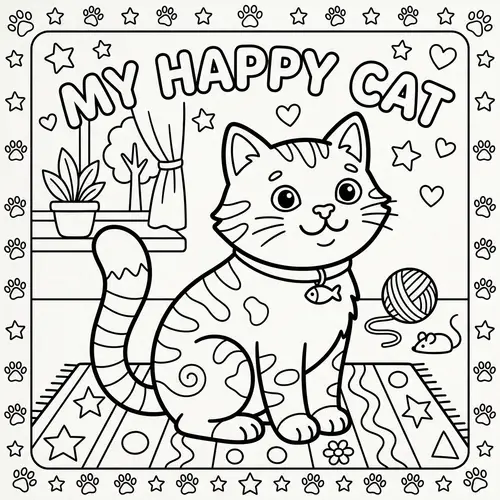 Simple Cat Coloring Page for Kids