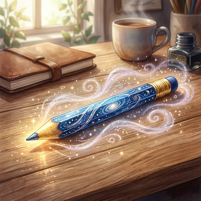 Magic Pencil on Enchanted Wooden Table