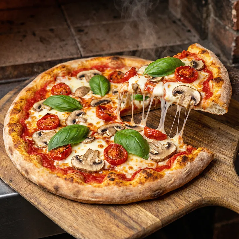 Delicious Pizza: Oven-Fresh with Tomato Sauce and Mozzarella Cheese