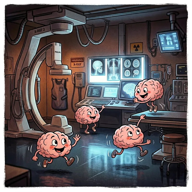 Playful Animated Brains in Radiology Room | Pixar Style