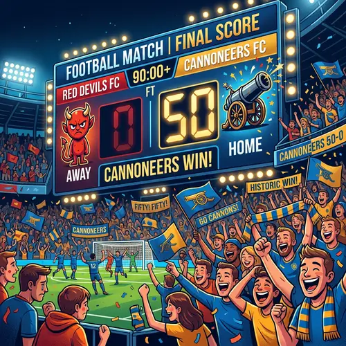Football Match Scoreboard: Red Devil 0 - Cannon 50