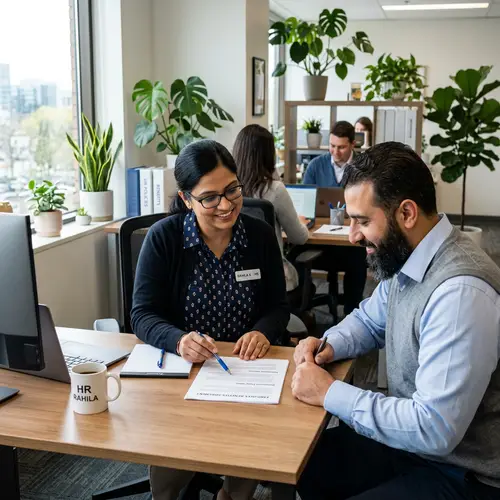 Diverse Workplace Dialogue on Job Benefits | Company HR Scene