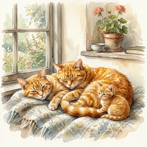 Marmalade Cats Watercolour Art | Soft Muted Tones