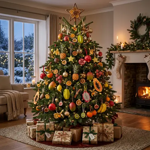 Exotic Fruits Decorated Christmas Tree