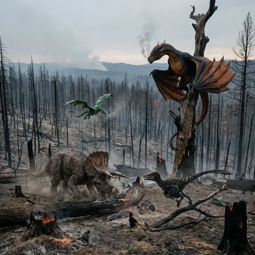 Dinosaurs and Dragons in Burnt Forest
