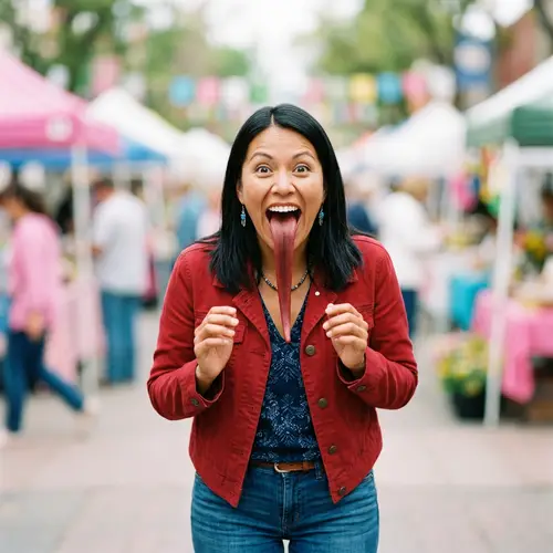 Astonishing Woman with a Long Tongue