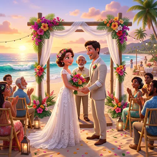 Disney Pixar Beach Wedding Animation