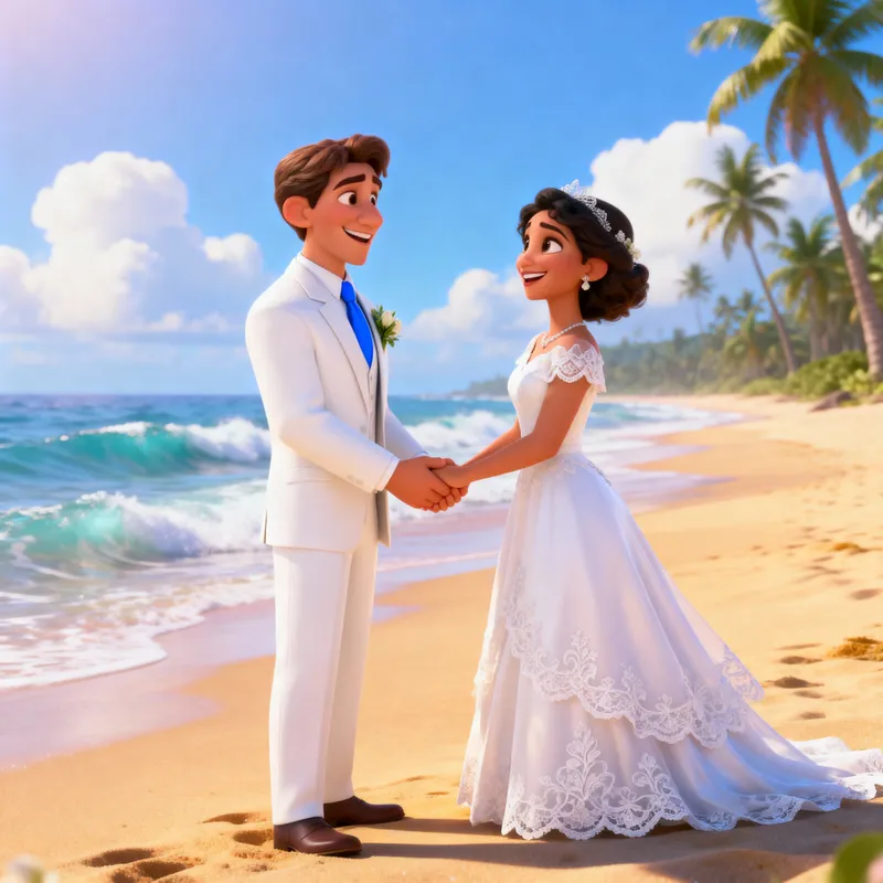 Disney Pixar Beach Wedding Animation