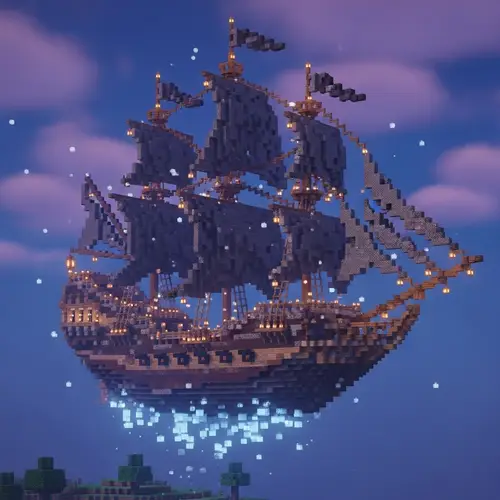 Flying Ghost Pirate Ship in Minecraft Build