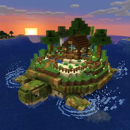 Minecraft Turtle Island with Turtle Sanctuary Build