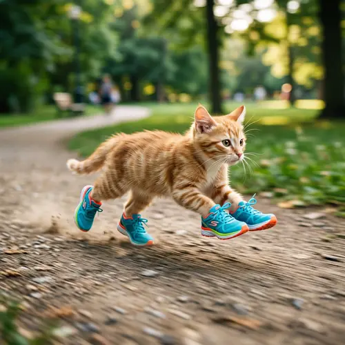 Adorable Small Cat Running with Nike Shoes | Cute and Energetic