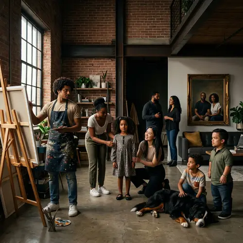 Modern Reinterpretation of Las Meninas in a Contemporary Loft