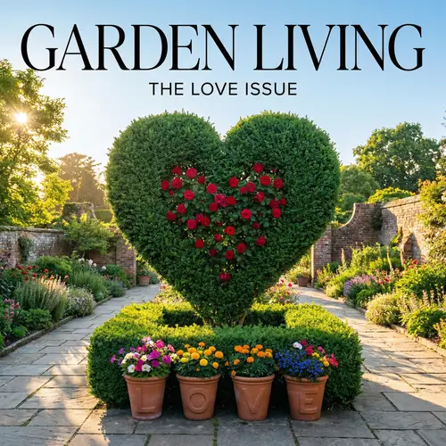 Lush Heart-Shaped Topiary in Garden | Vibrant Colored Flowers