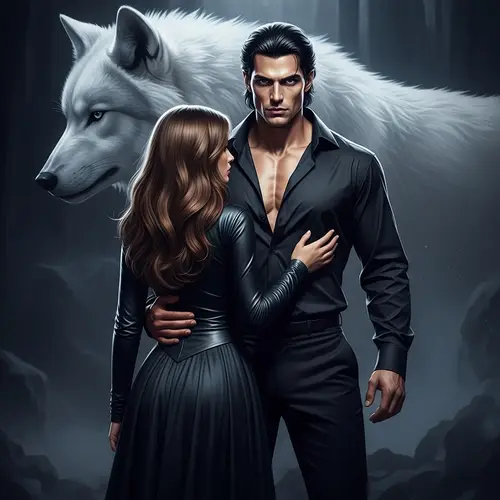 Ethereal Vampire Couple in Dark Fantasy Setting