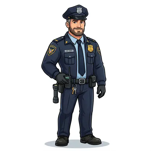 Cartoon Illustration of Jack Daniel, 37-Year-Old Guard