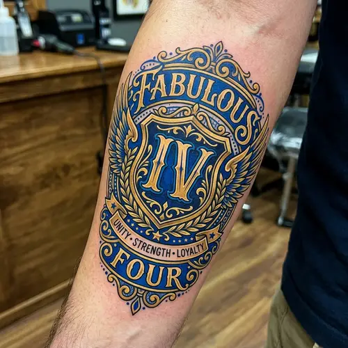 Fabulous Four Tattoo in Royal Blue and Gold