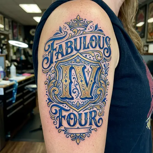 Fabulous Four Tattoo in Blue and Gold