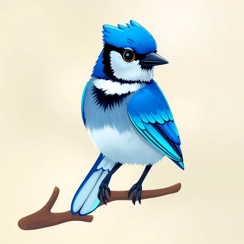 Whimsical Blue Jay Sprite Illustration