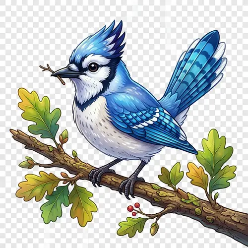 Whimsical Blue Jay Sprite Illustration