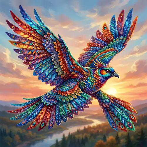 Vibrant and Colorful Bird in Flight – Beautiful Feathers Display