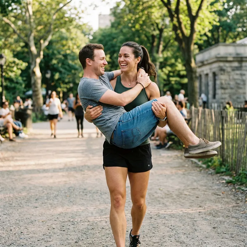 Woman Lifting Man in Cradle Carry | Unique Photo