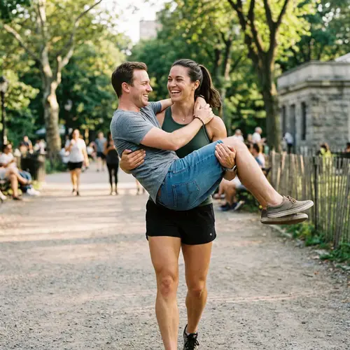 Woman Lifting Man in Cradle Carry | Unique Photo