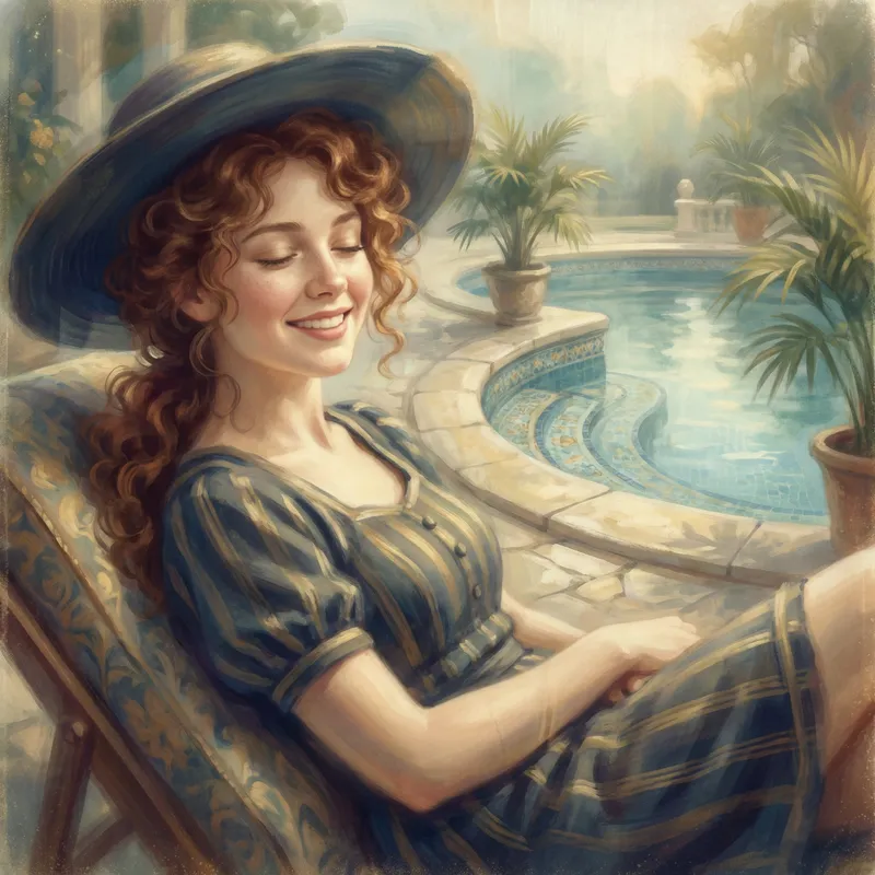 Ethereal Summertime Portrait by Luxurious Pool | Vibrant Art