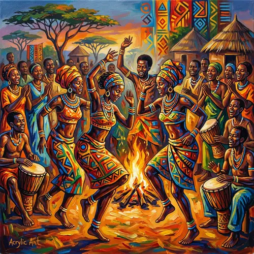 Vibrant African Tribal Dance Painting | Joyous Celebration Art