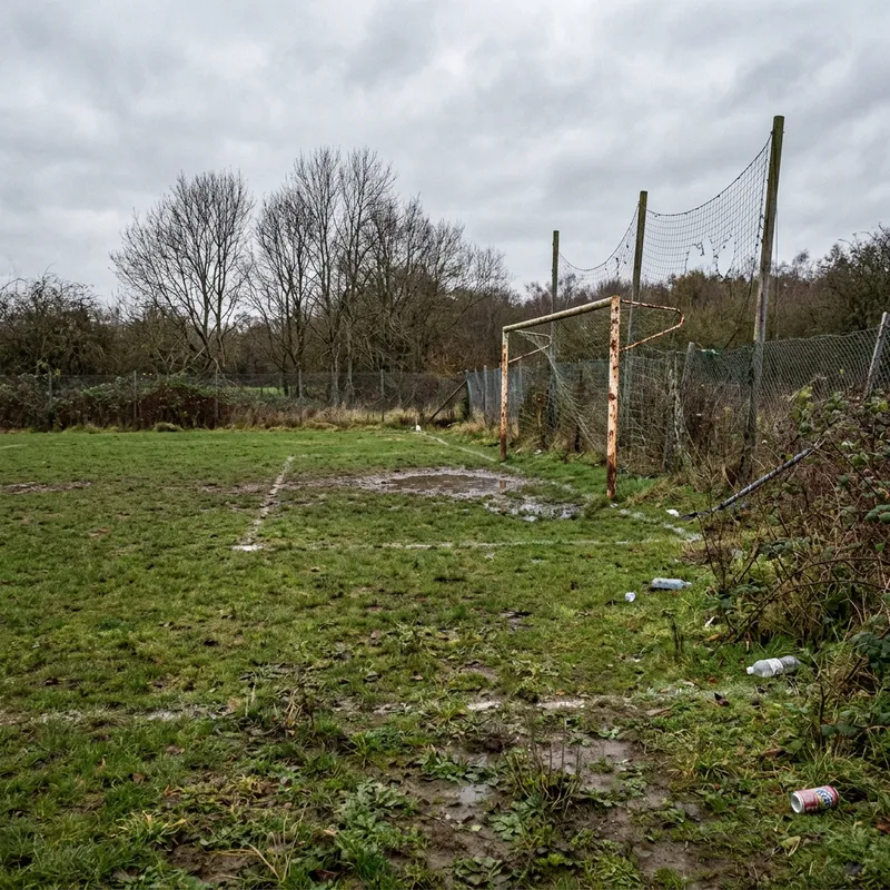 Deteriorated Football Field without Stands Deteriorated Football Field without Stands