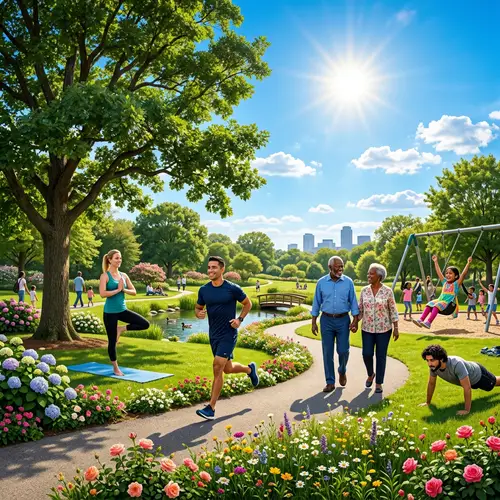 Diverse Activities in Peaceful Green Park | Beauty and Health Promotion