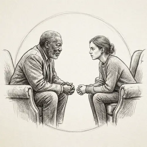 Empathy Depicted: Heartwarming Pencil Sketch of Mirroring Body Language