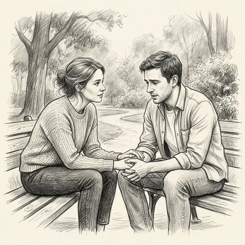 Empathetic Body Language Art: Pencil Sketch Depicting Mirroring Touch