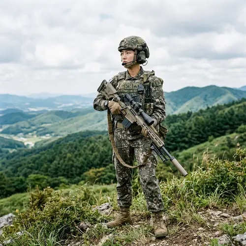 Asian Female Soldier Holding Precision Rifle | Ready for Duty