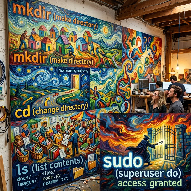 Linux Commands in Impressionist Art Style