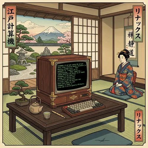 Ukiyo-e Style Linux Terminal Art | Zen Aesthetics