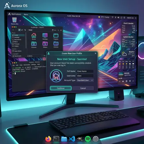 Custom Linux Operating System Interface Design | New User Creation