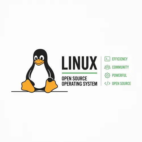 Minimalist Open Source Linux Penguin 'Tux' Image